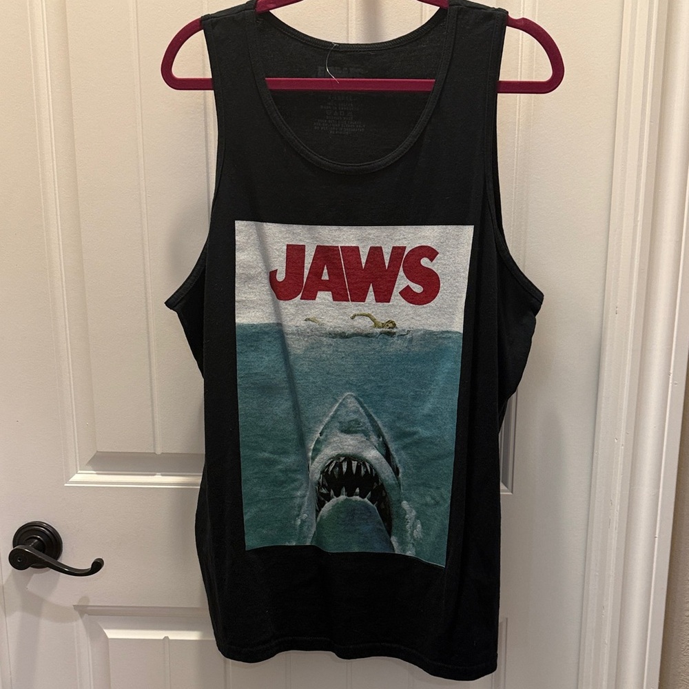 Men's Black JAWS Graphic Tank Top (XL)